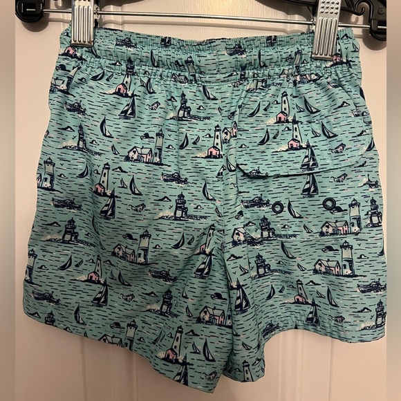 Vineyard Vines Teal Nautical Print Swim Trunks Size 3T - Picture 4 of 5